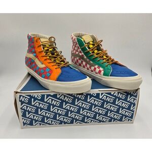 Vans Vault OG Sk8-Hi LX Woven Leather Multi Color Checkerboard Men's 11
